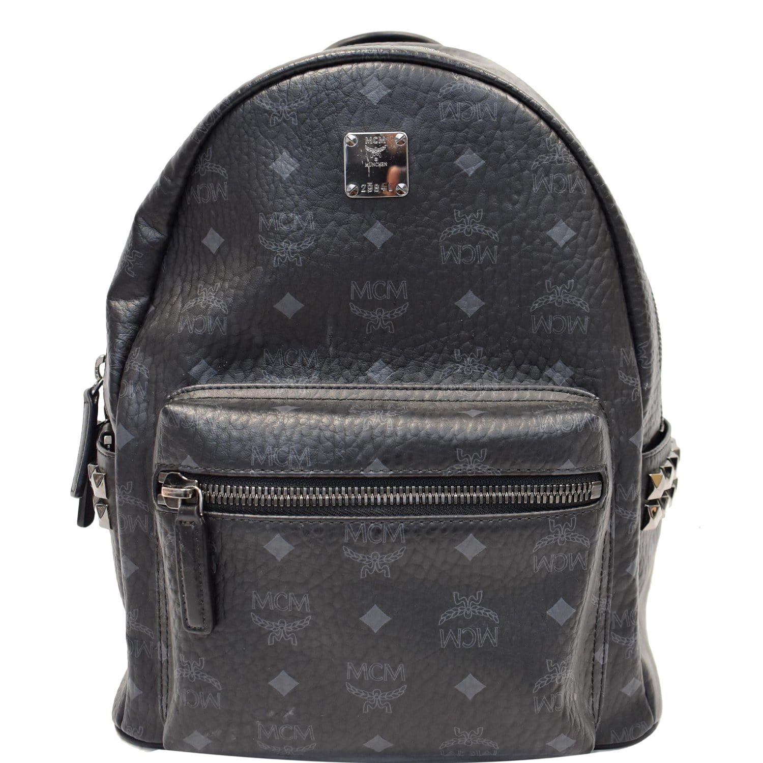 MCM Stark Classic Small Visetos Canvas Backpack Bag Black