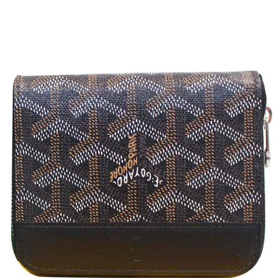 Goyard Zip Around Purse Navy/Brown Apmzipgm PVC Coated CanvasxCalf Leather