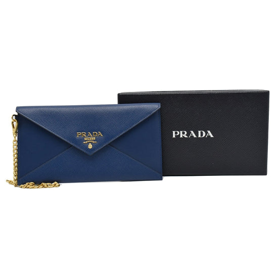 PRADA Chain wallet Blue 2ML019 Leather– GALLERY RARE Global Online Store