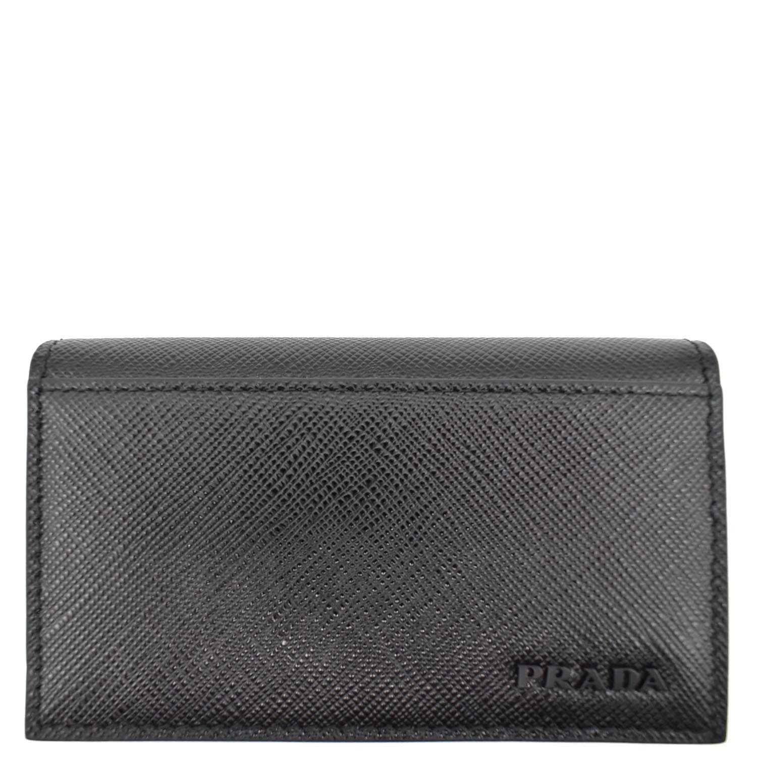 Prada Saffiano Leather Active Card Holder Wallet Black