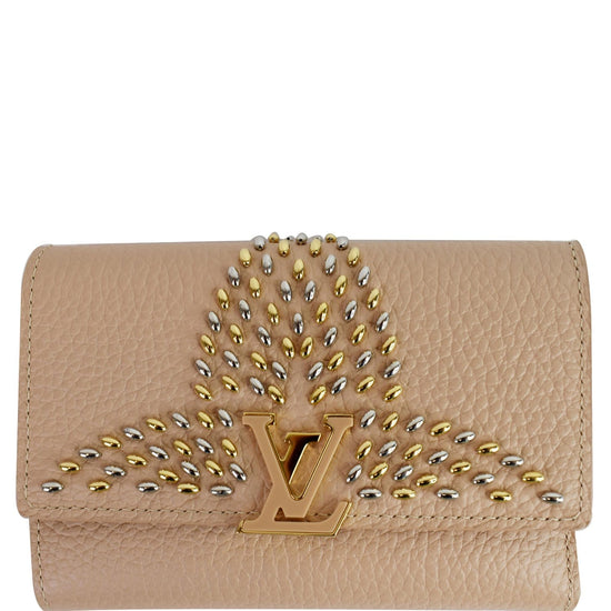 PRELOVED Louis Vuitton Beige Leather Studded Capucines Compact Wallet –  KimmieBBags LLC