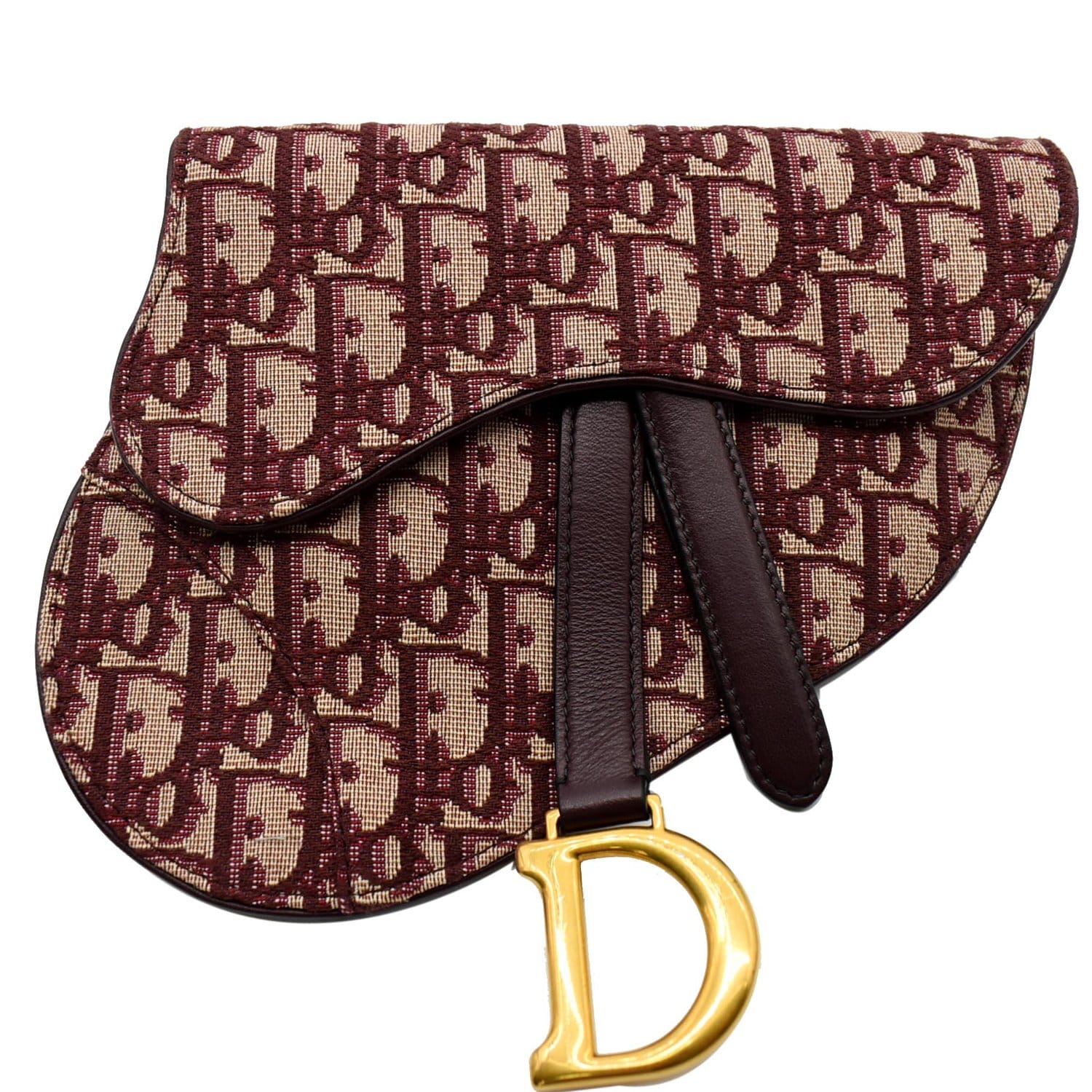 CHRISTIAN DIOR Saddle Oblique Jacquard Belt Bag Burgundy