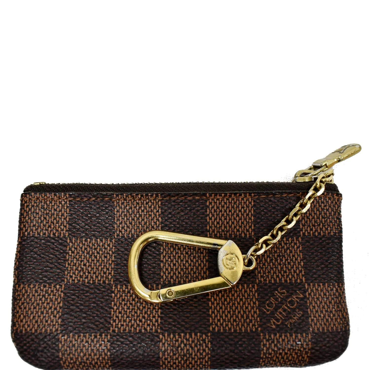 LOUIS VUITTON Pochette Key Cles Damier Ebene Coin Case Brown