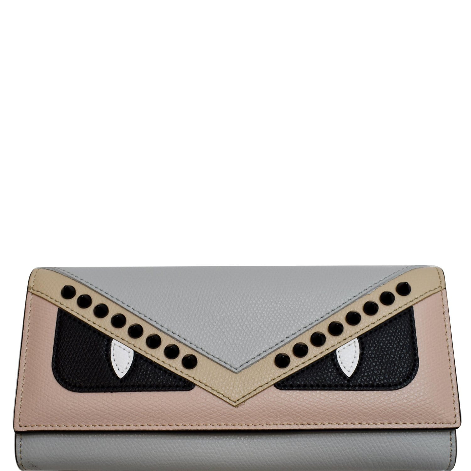 Fendi `ff Diamonds` Leather Continental Wallet With Chain in Gray