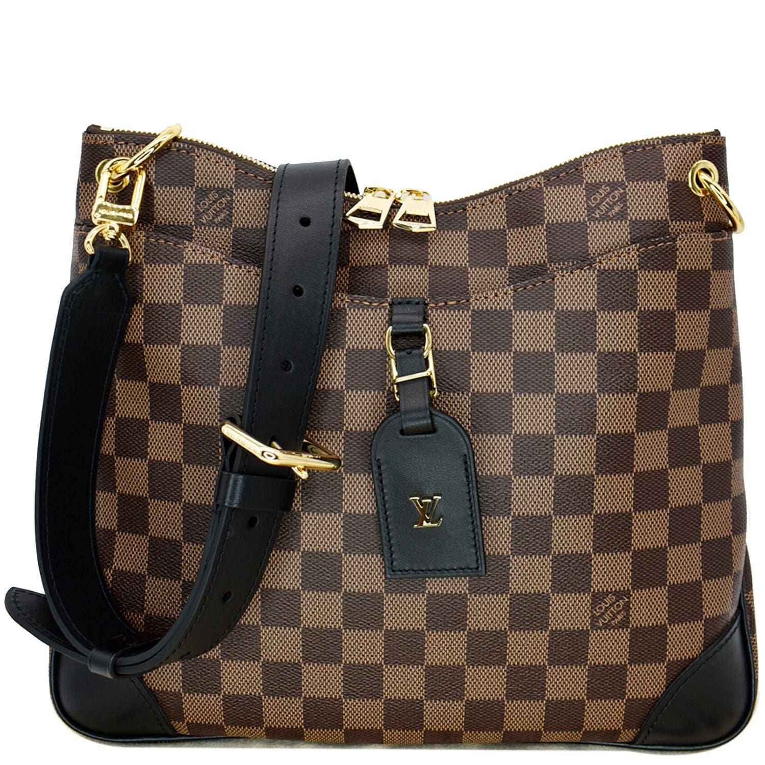 LOUIS VUITTON Odeon MM Damier Ebene Shoulder Bag Black/Brown