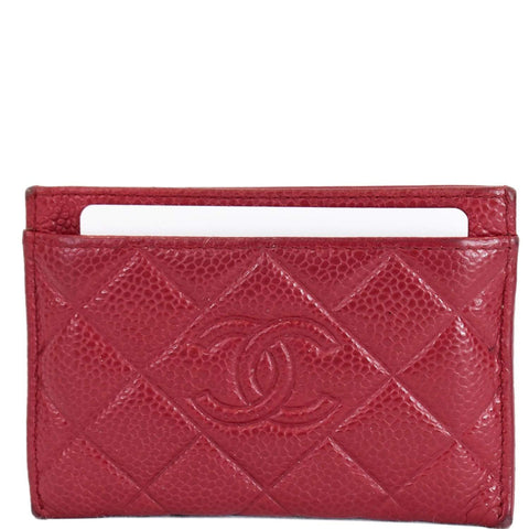 CHANEL CC Card Holder Caviar Leather Case Hot Pink - Last Call