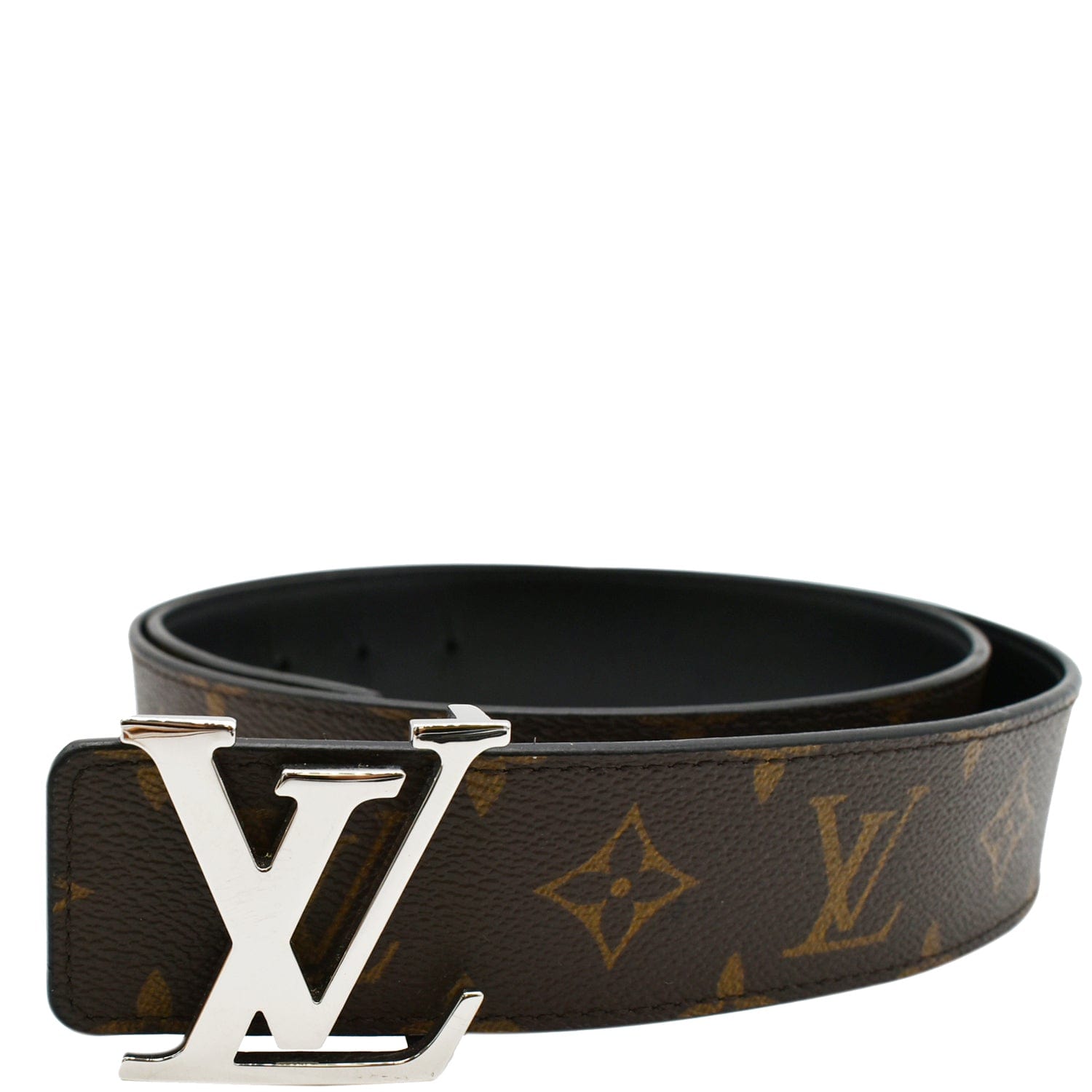 Louis Vuitton Belt Centure LV Initial Brown Black Silver Monogram