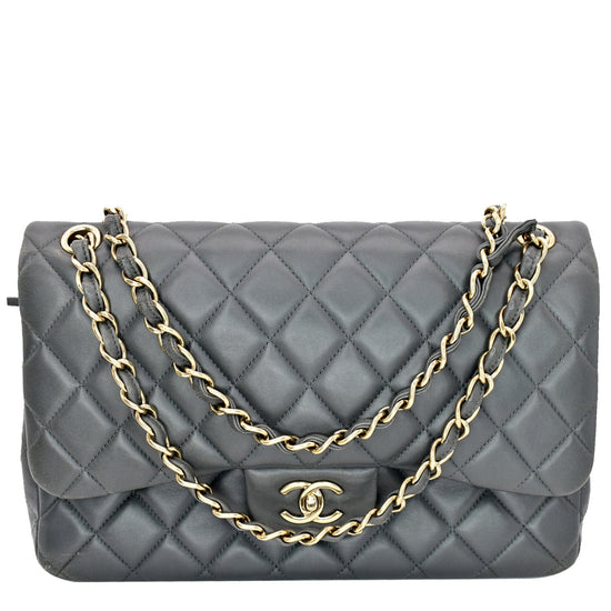 Chanel Ultra Stitch Flap Bag Quilted Calfskin Jumbo Gray