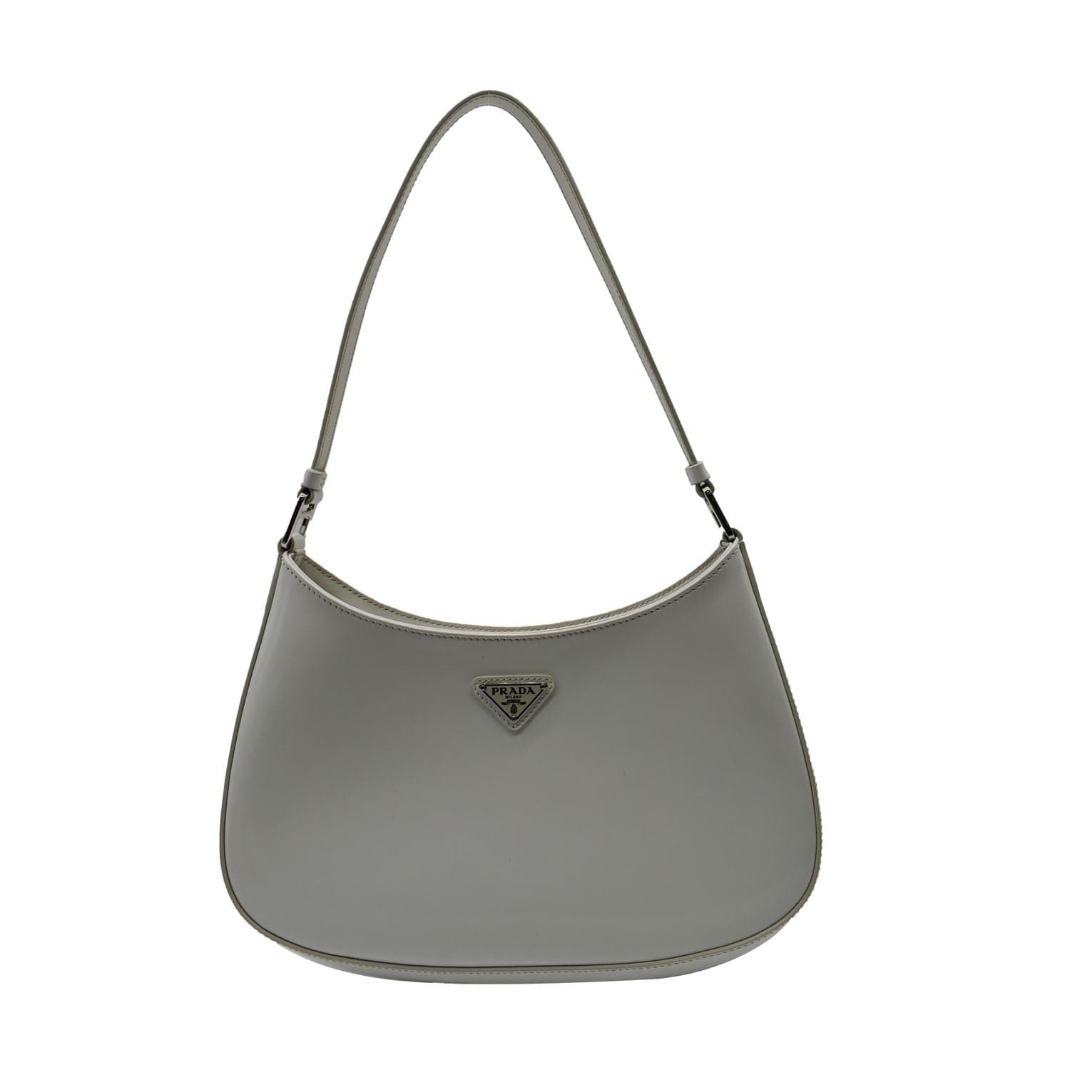 White Prada Cleo Brushed Leather Mini Bag
