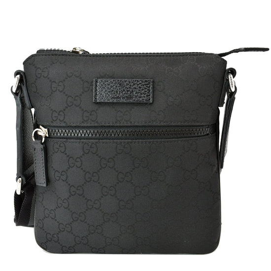 Gucci Unisex GG Guccissima Web Black Canvas Messenger Bag Crossbody 449185  