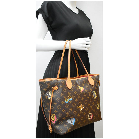 Louis Vuitton Limited Edition Monogram Canvas Love Lock Neverfull MM NM Bag  - Yoogi's Closet