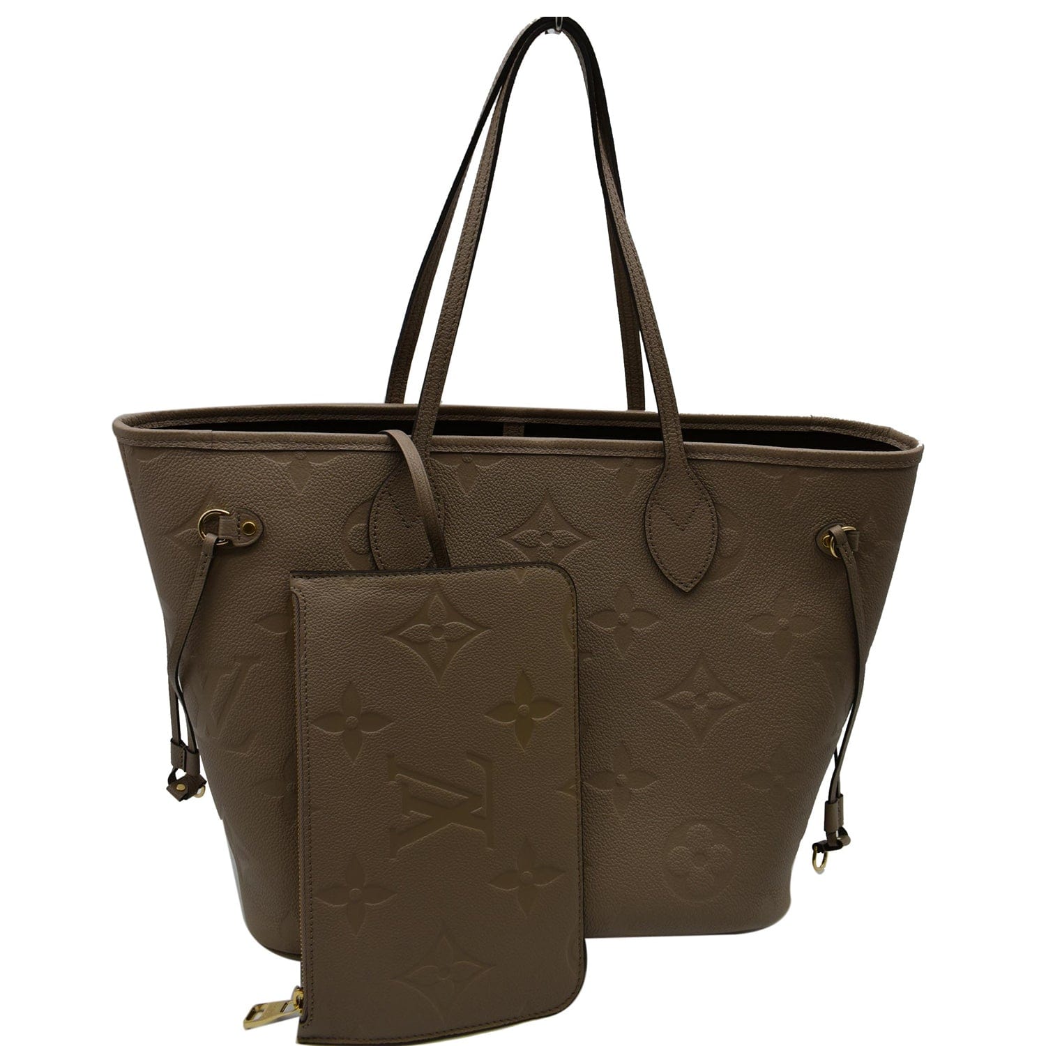 LOUIS VUITTON Neverfull MM Monogram Empreinte Tote Bag Beige - 25% OFF