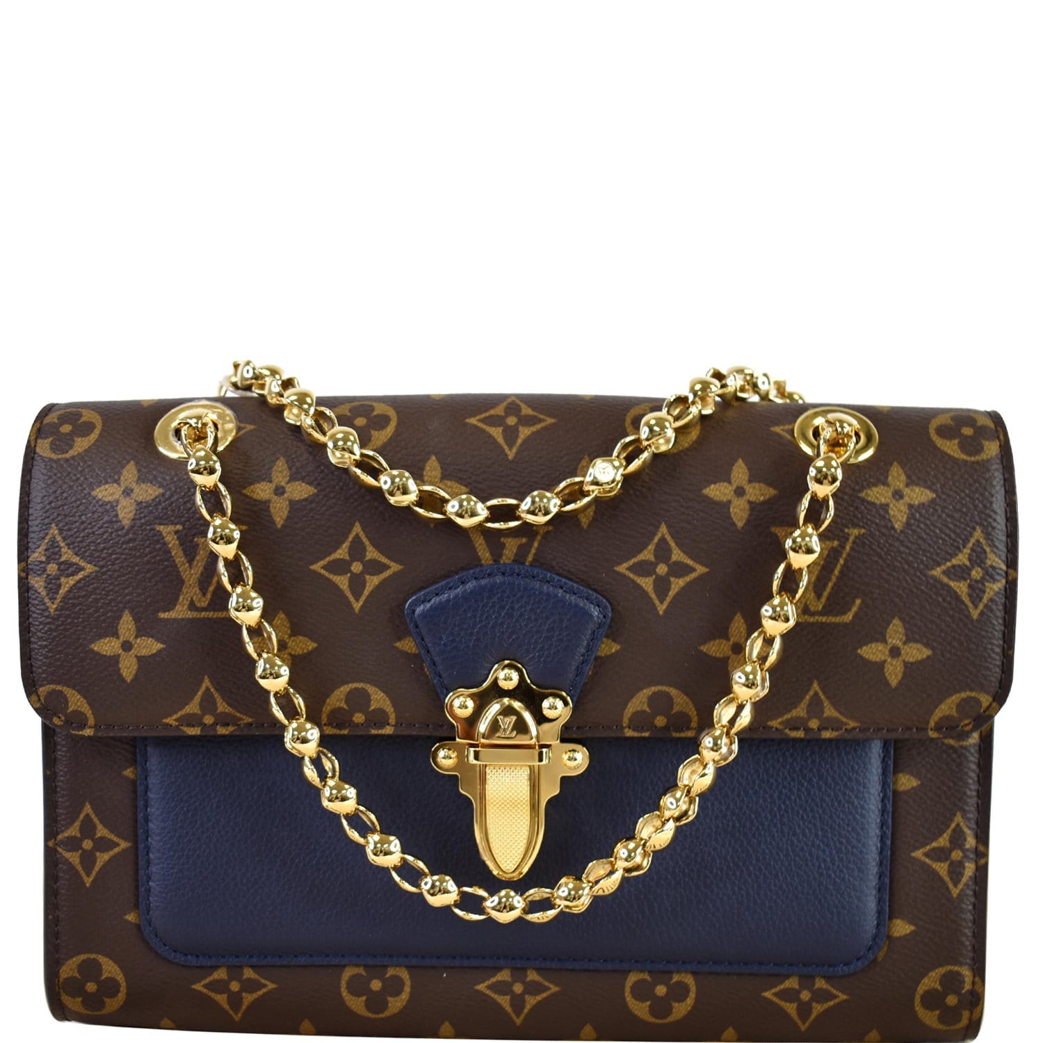 Louis Vuitton Victoire Bleu Marine Blue Monogram Canvas and Calfskin S -  MyDesignerly