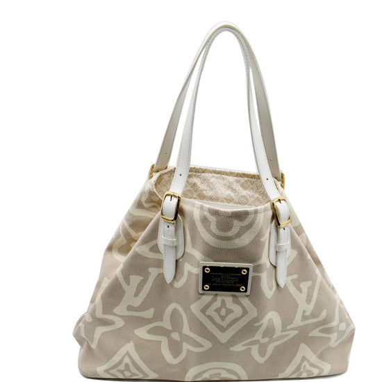 LOUIS VUITTON Tahitienne Cabas GM Monogram Print Canvas Tote Bag Beige