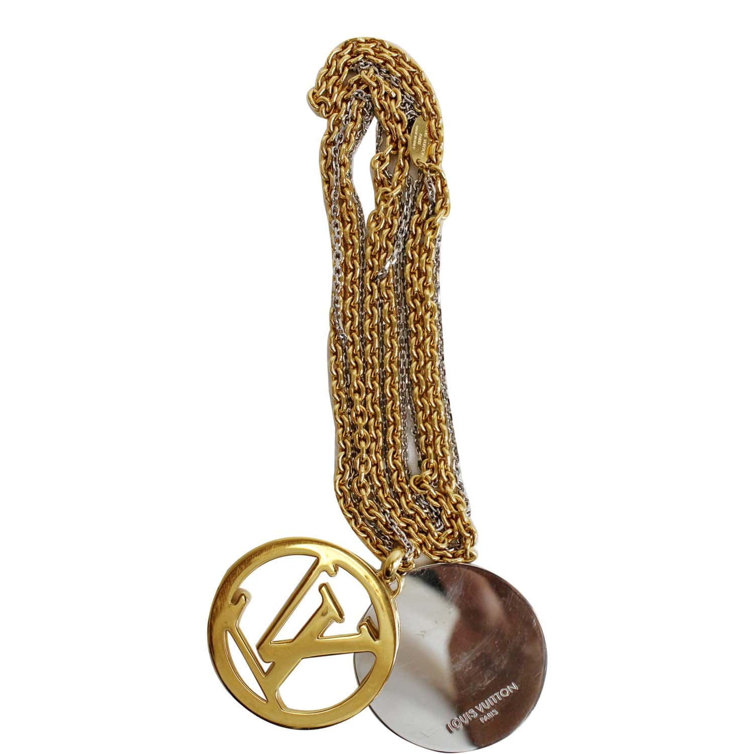 Louis Vuitton Monogram Necklace Gold Metal