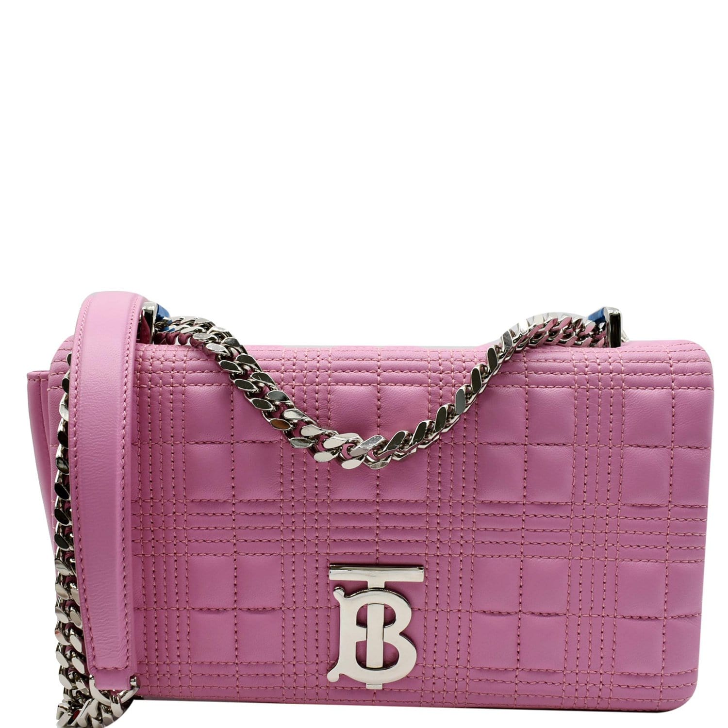 BURBERRY Calfskin Monogram Embossed Small TB Chain Bag Blush Pink |  FASHIONPHILE