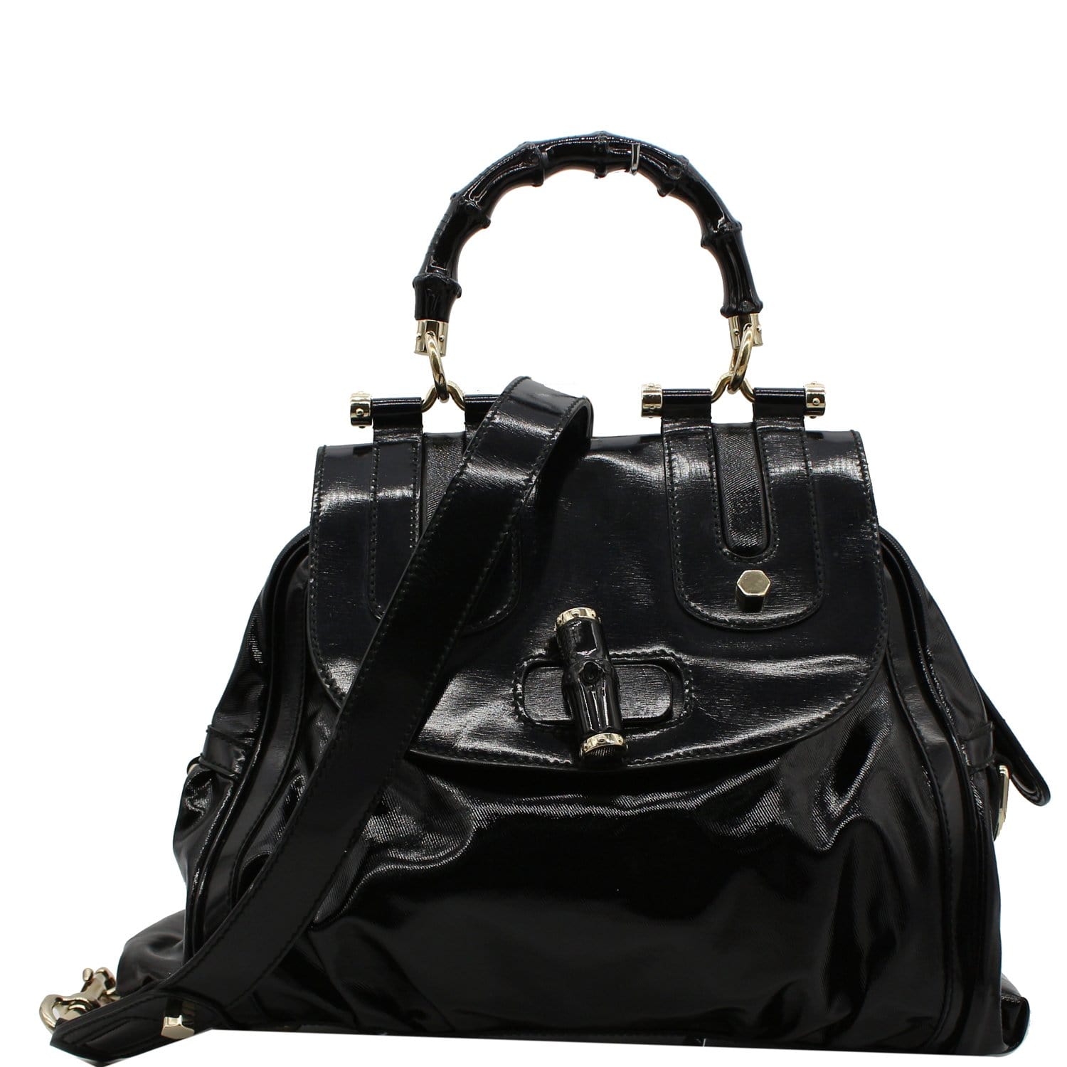 Bamboo calfskin handbag Gucci Black in Pony-style calfskin - 35398986