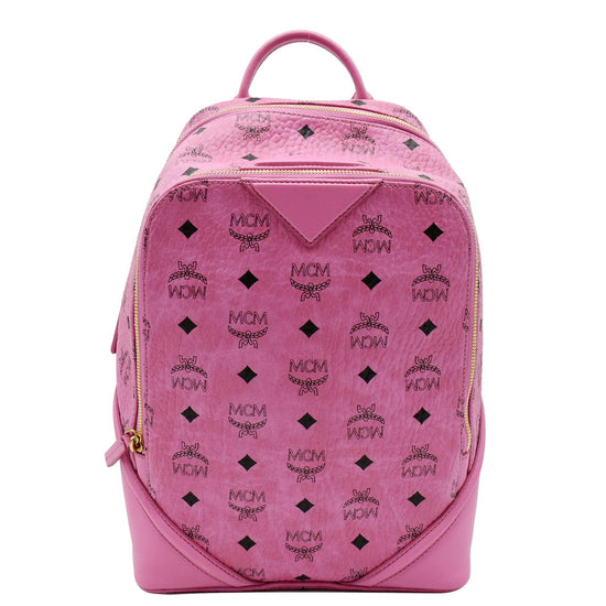 Authentic MCM beautiful pink leather backpack shoulder bag with MCM pink  sash