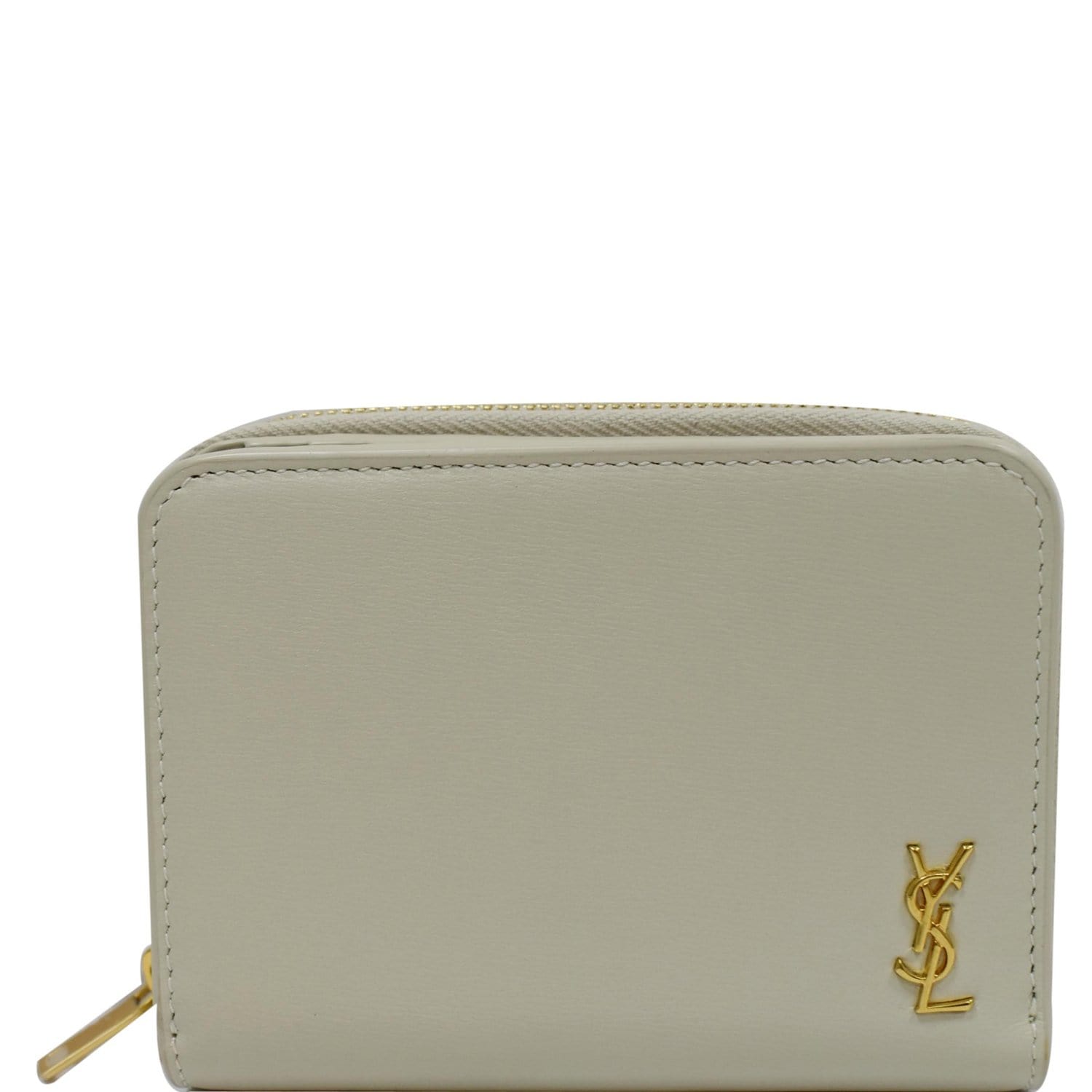 Saint Laurent Beige Tiny Monogram Compact Zip Wallet – BlackSkinny