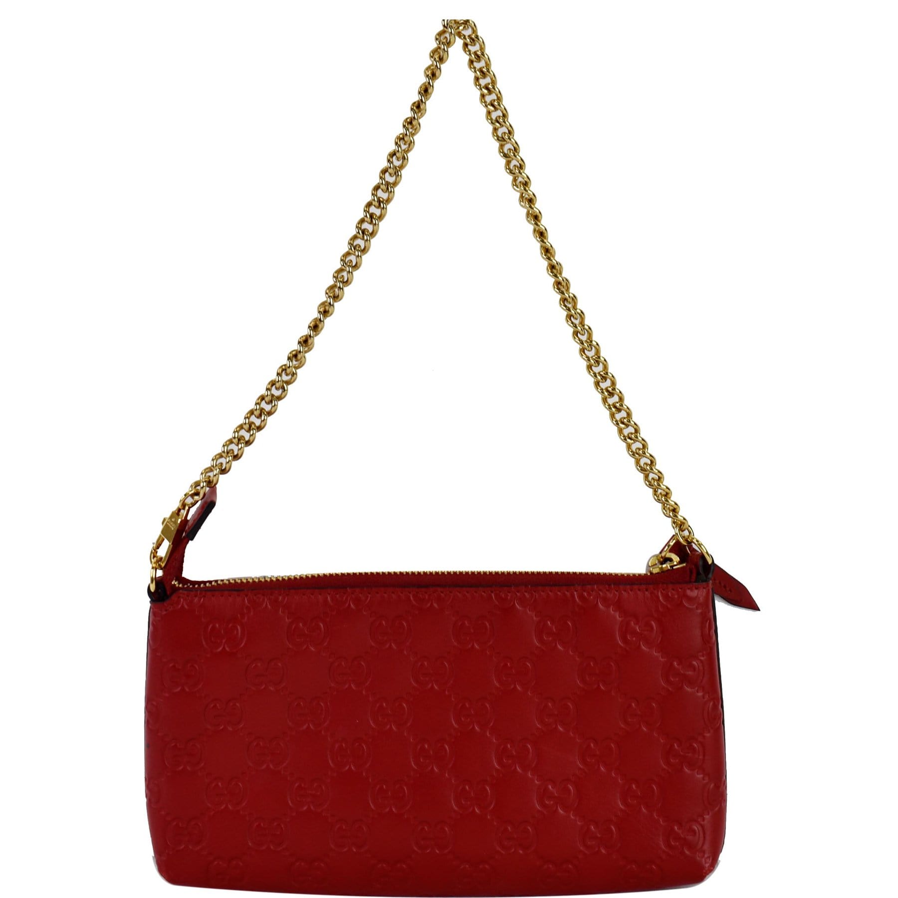 Gucci Guccissima Heart Chain Pochette Red Pony-style calfskin ref