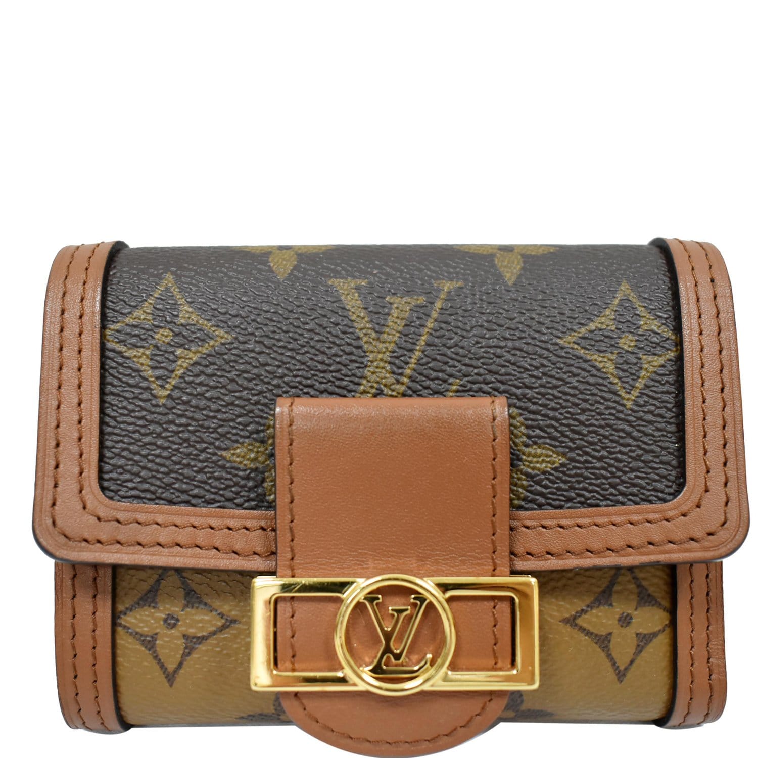 LOUIS VUITTON Monogram Reverse Canvas Card Holder Brown