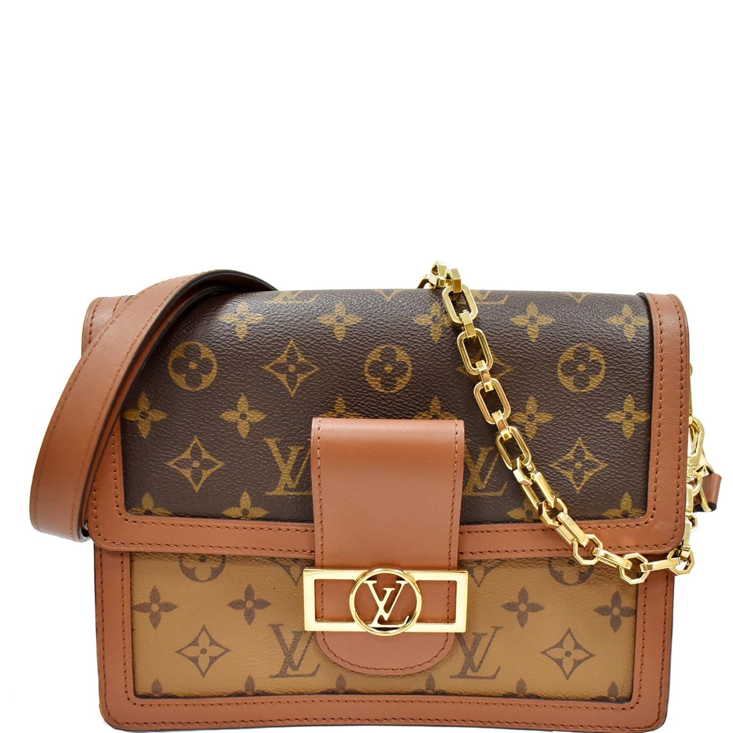 Louis Vuitton Brown, Pattern Print Monogram Reverse Dauphine mm