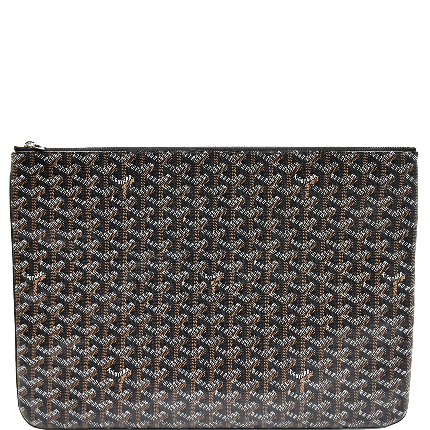 GOYARD Senat Pochette GM Goyardine Canvas Pouch Bag Black