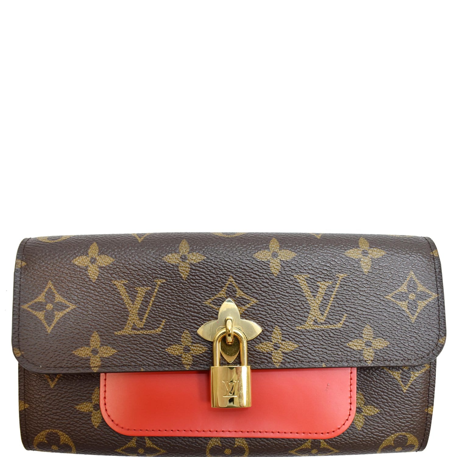 Red Louis Vuitton Double V Wallet Long Wallets