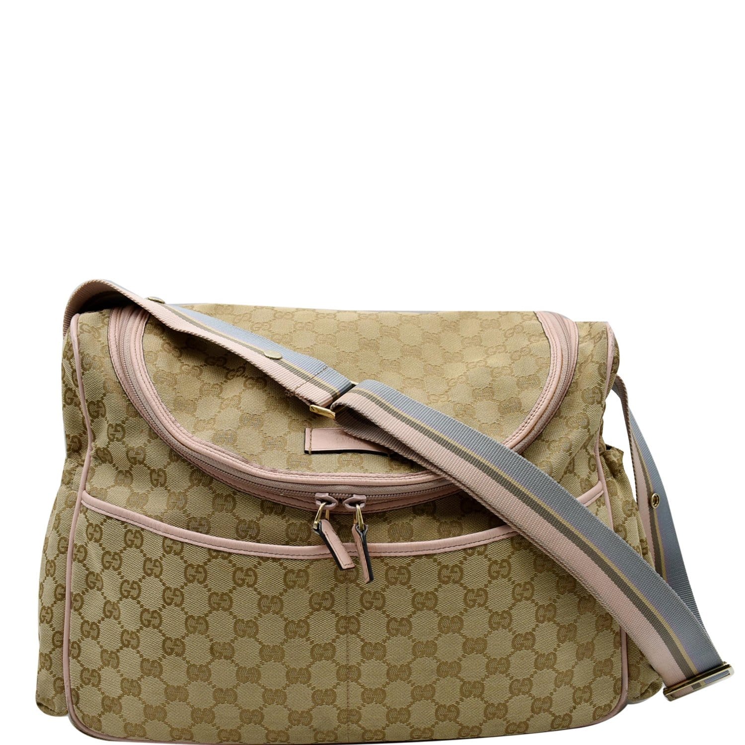 Gucci Diaper Bag Monogram Baby Shoulder Crossbody Canvas Brown GG