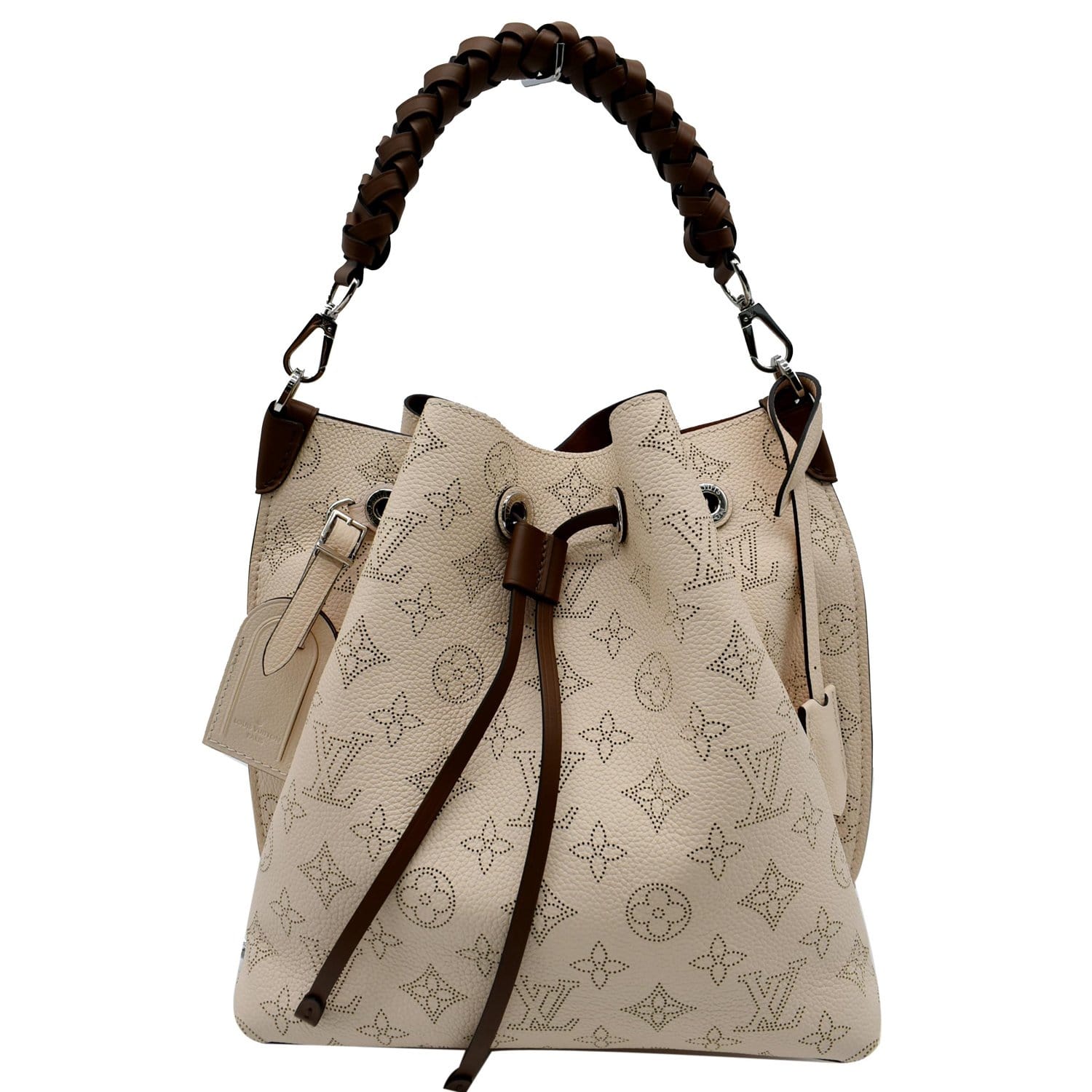 LOUIS VUITTON Muria Mahina Perforated Leather Shoulder Bag Cream