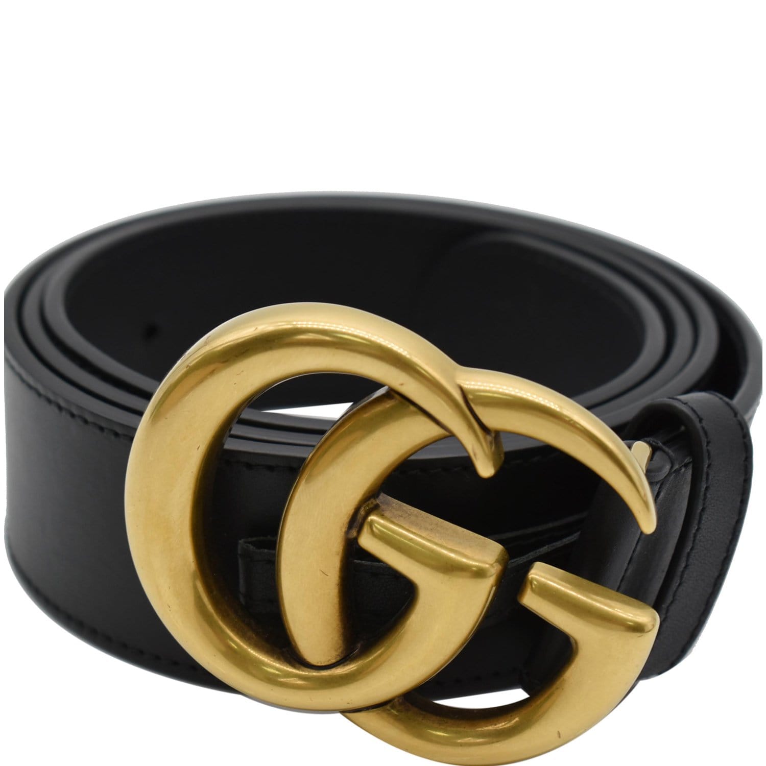 Gucci Double G Buckle Leather Belt Size 90.36 Black 400593