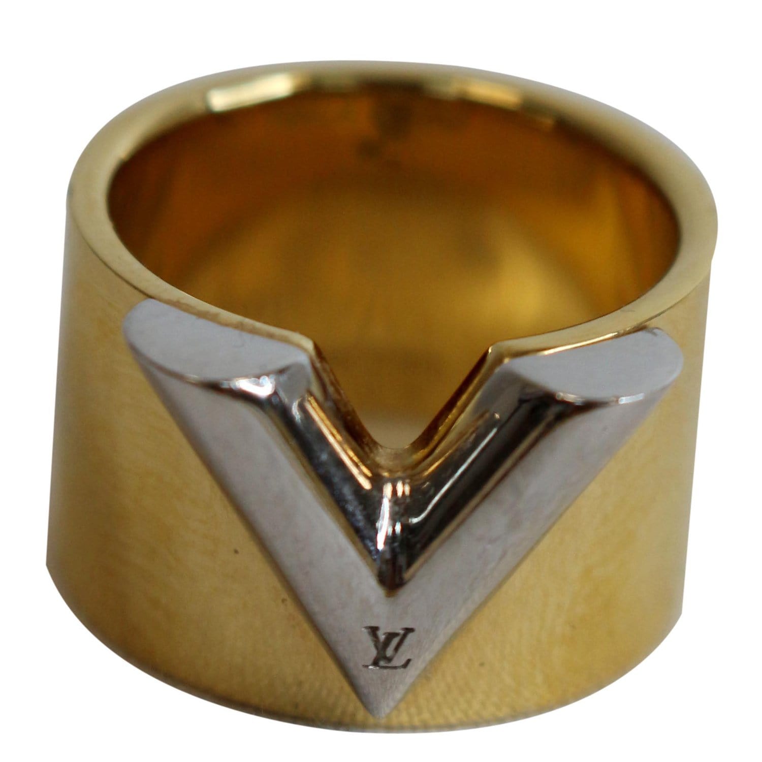 Louis Vuitton Two Tone Essential V Band Ring Size M Louis Vuitton