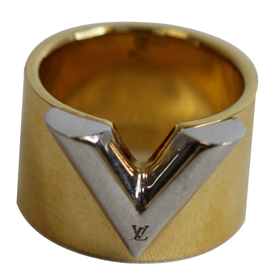 LOUIS VUITTON Essential V Ring M No. 14 Gold Silver M61085