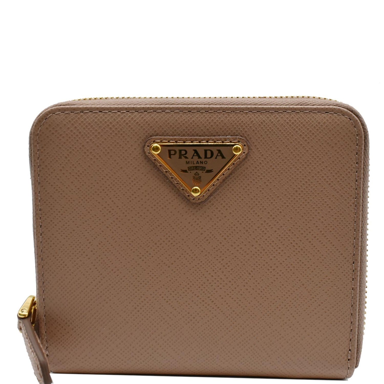 Prada Beige Saffiano Leather Character Snap Bifold Wallet 1ML018