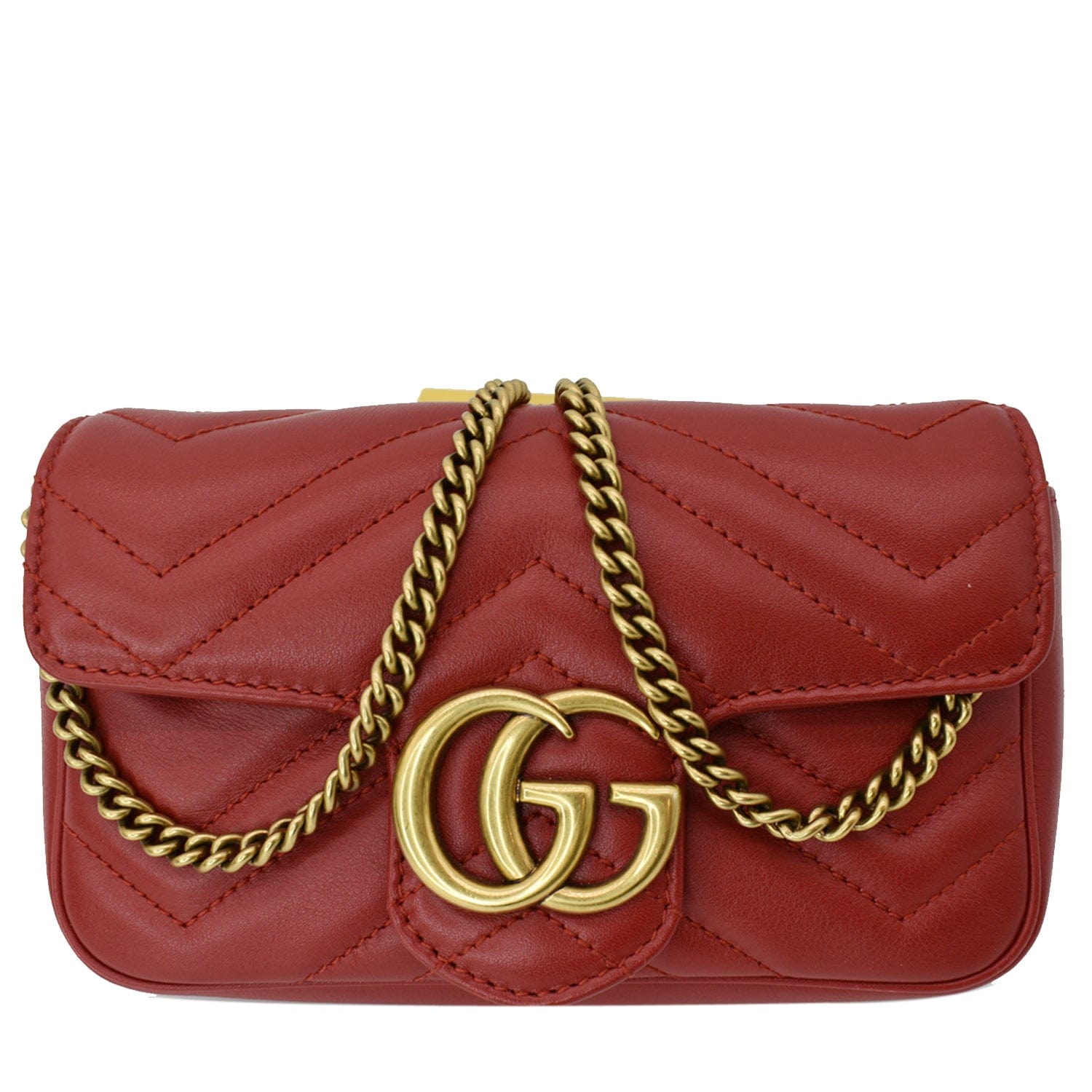 GG Marmont Leather Shoulder Bag in Red - Gucci