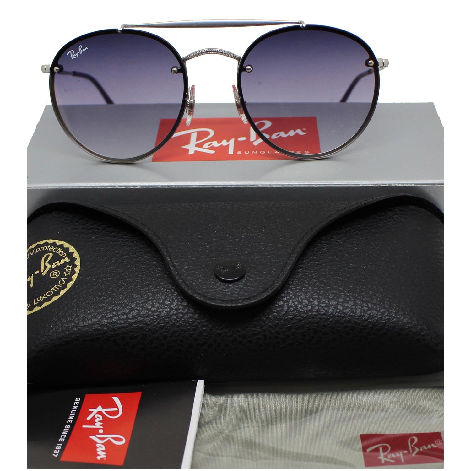 RAY-BAN RB3614N 9142/0U Sunglasses Violet/Blue Gradient Mirror Lens