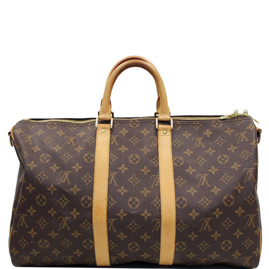 Louis+Vuitton+Keepall+Bandouliere+Duffle+45+Brown+Canvas for sale online