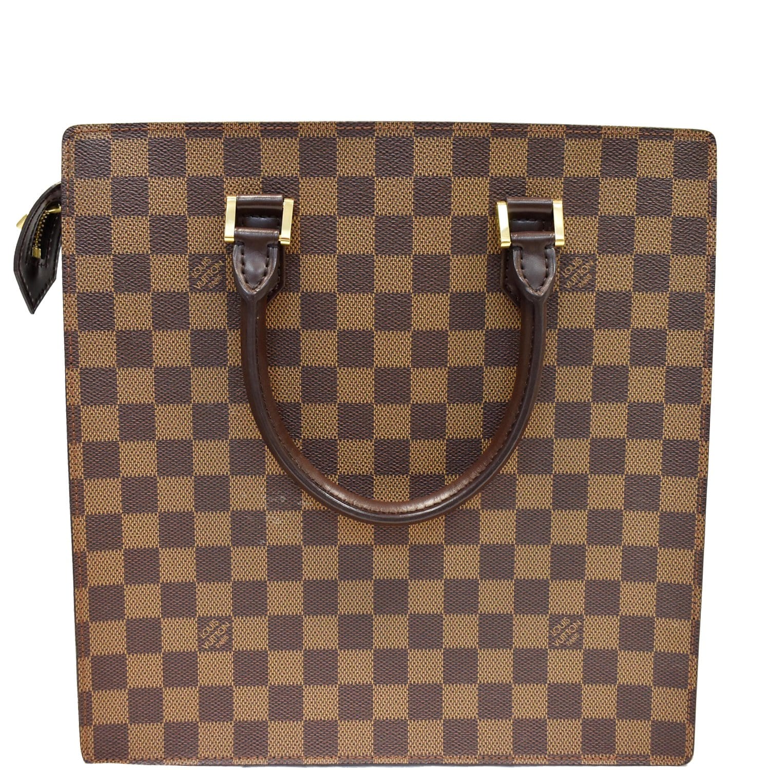 LOUIS VUITTON Sac Plat PM Damier Ebene Tote Bag Brown