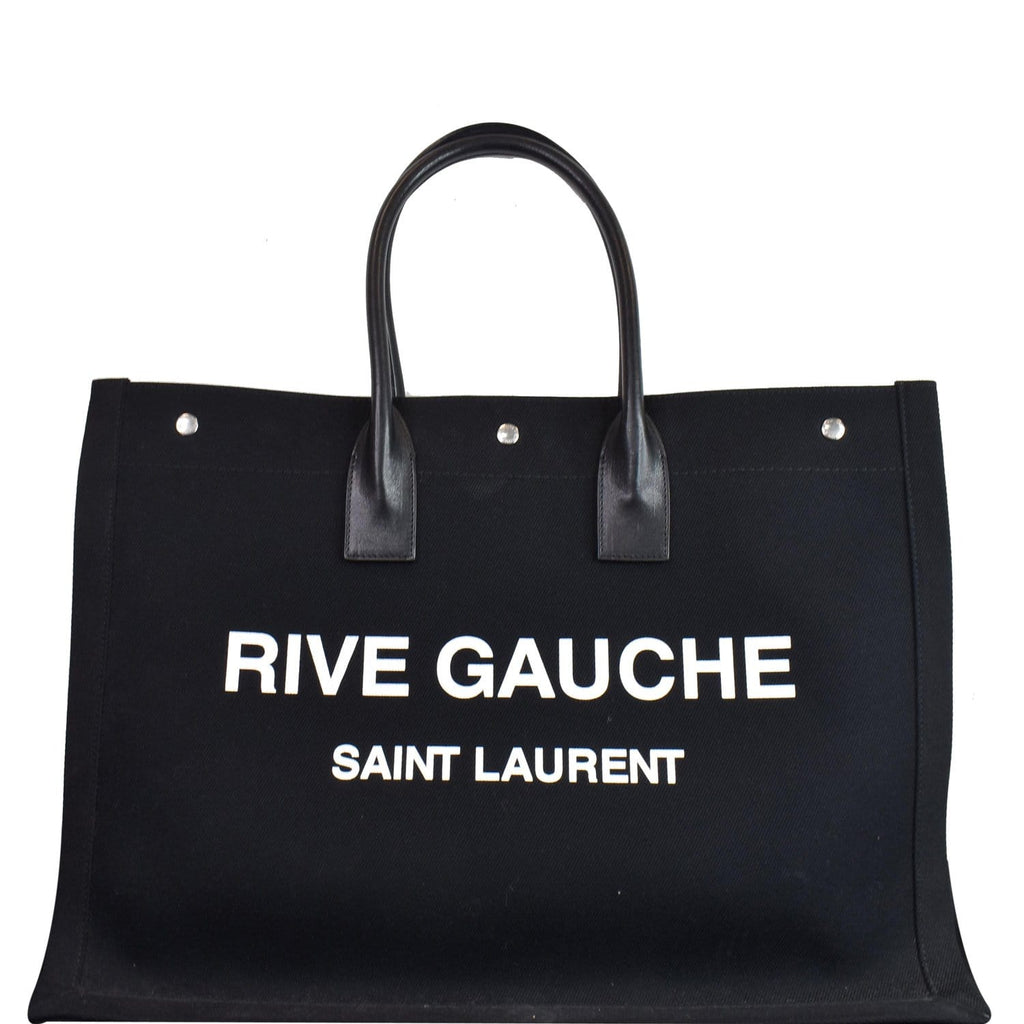 YVES SAINT LAURENT Rive Gauche Leather Tote Bag Black 499290
