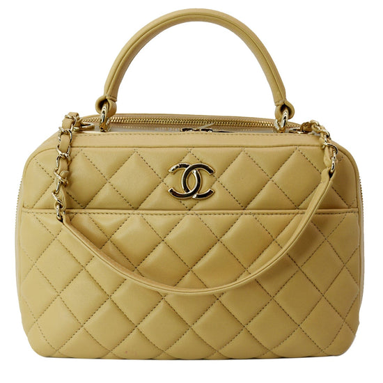 CHANEL, Bags, Chanel Lambskin Quilted Trendy Cc Bowling Bag Black Gold  Hardware Classic