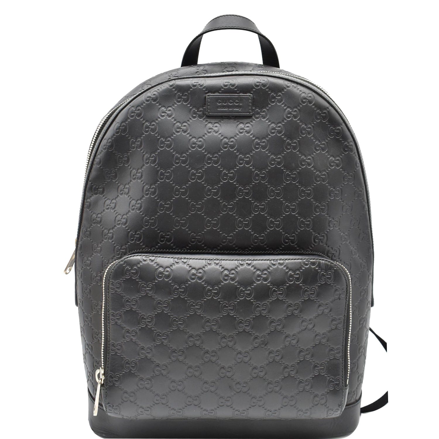 lidenskabelig chokerende naturlig Preowned Gucci GG Signature Leather Backpack Bag Black