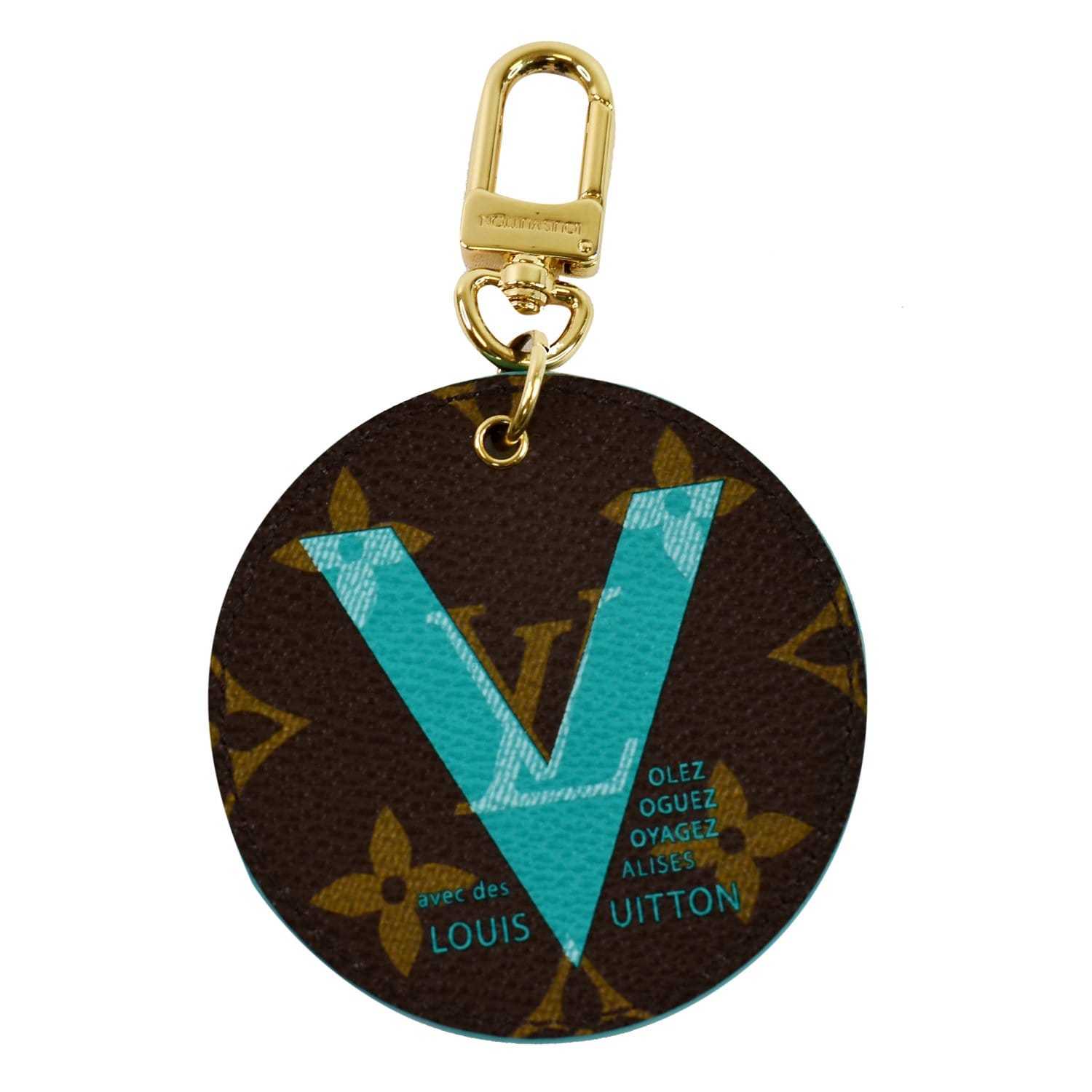 Authenticated Used Louis Vuitton Keyring Keychain Charm Portocre LV Rabbit  Blue Green Brown Monogram Canvas MP2917 