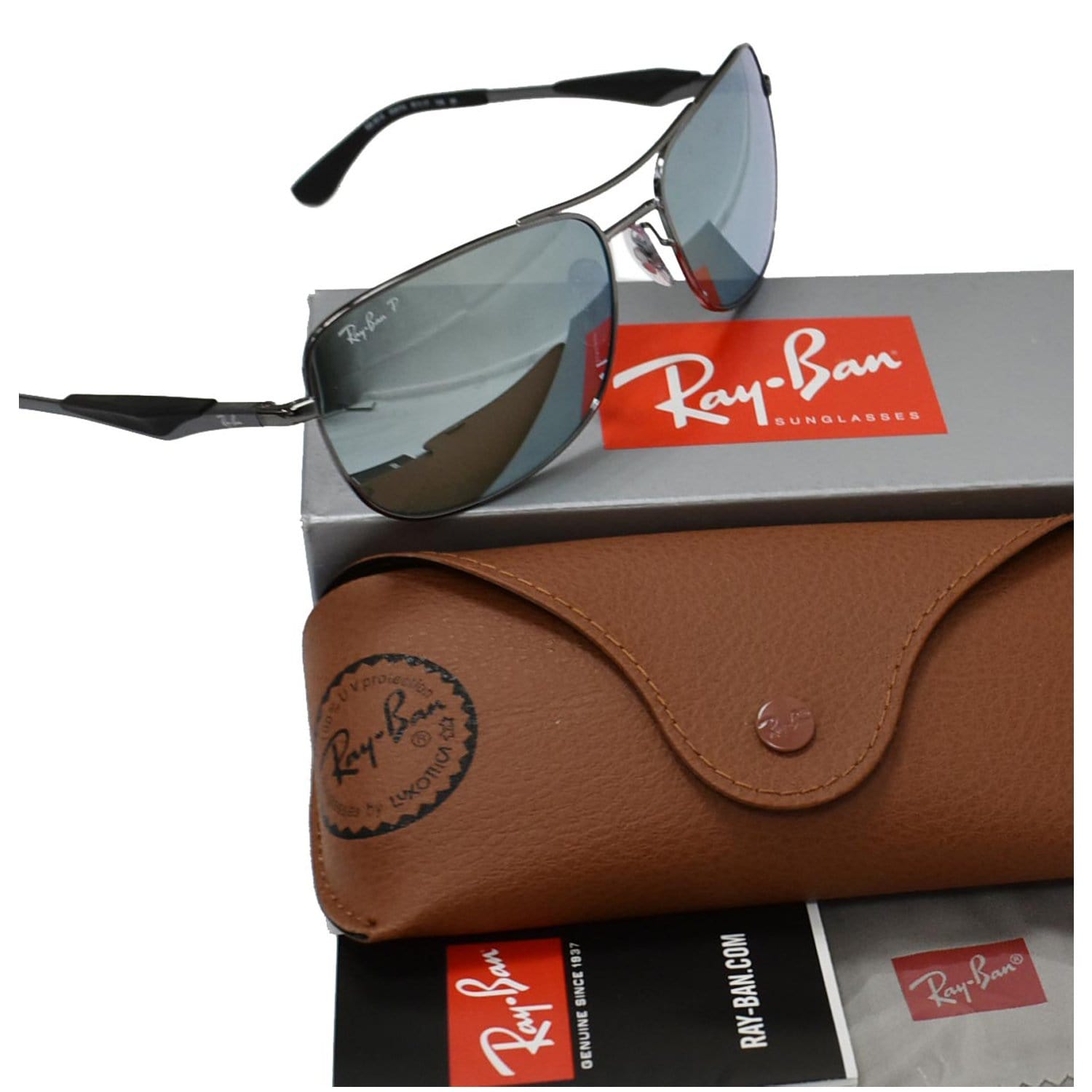 RAY-BAN RB3515 004/Y4 Sunglasses Green Mirror Silver Polarized Lens