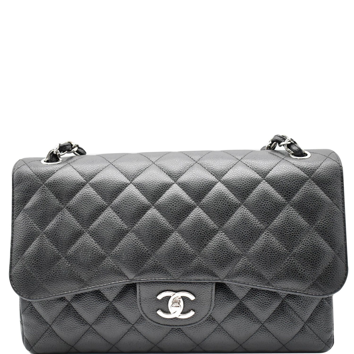 Chanel Jumbo Double Flap Bag Black Caviar Leather - Love Luxe