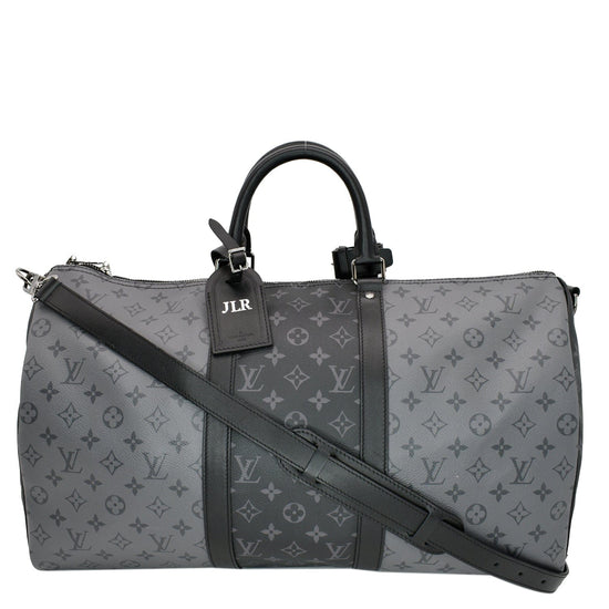 LOUIS VUITTON Keepall 50 Travel Bag Monogram Eclipse M45392 RARE - Black &  Gray