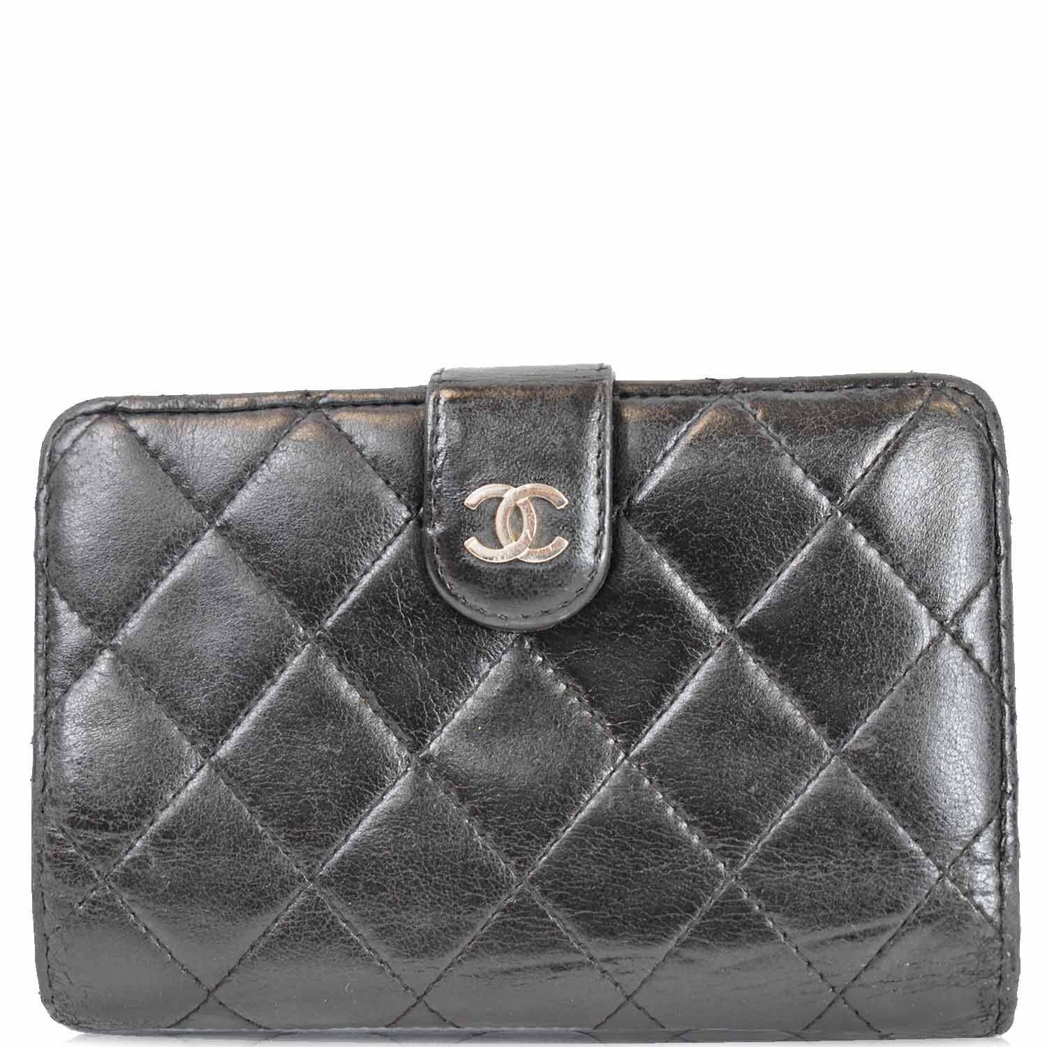 Authentic Chanel Quilted Lambskin CC Logo Bifold Wallet