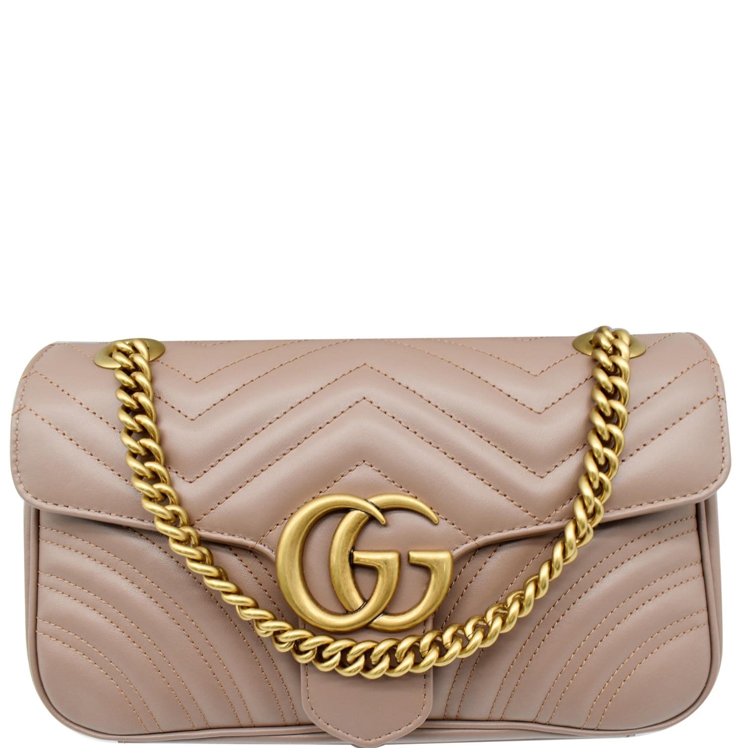 GUCCI Marmont Small Matelasse Leather Crossbody Nude 443497