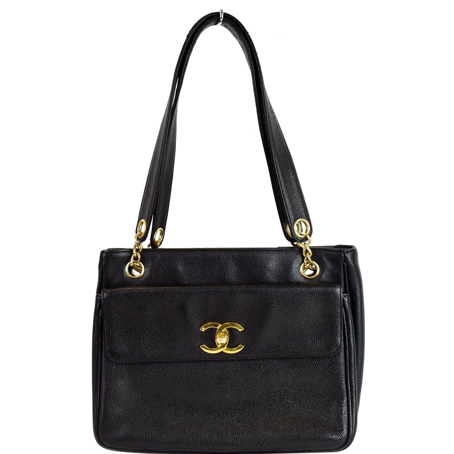 Vintage Chanel tote bag Black Leather ref.201104 - Joli Closet