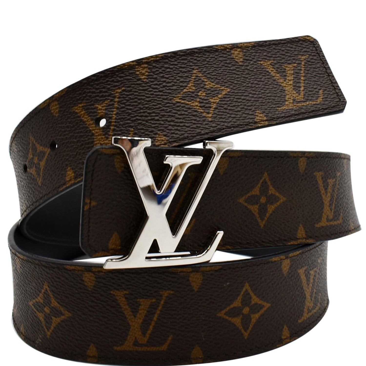 Louis Vuitton Brown Leather Belt with LV Golden Buckle 40