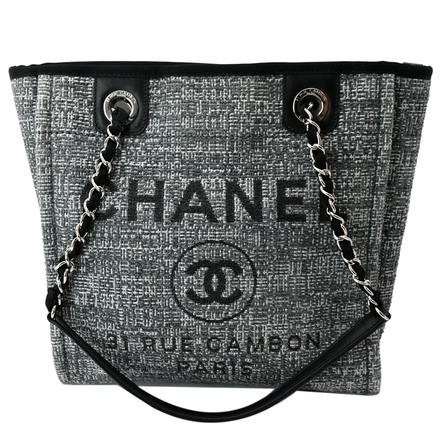 CHANEL Deauville Small Lurex Boucle Tote Bag Grey - 10% Off